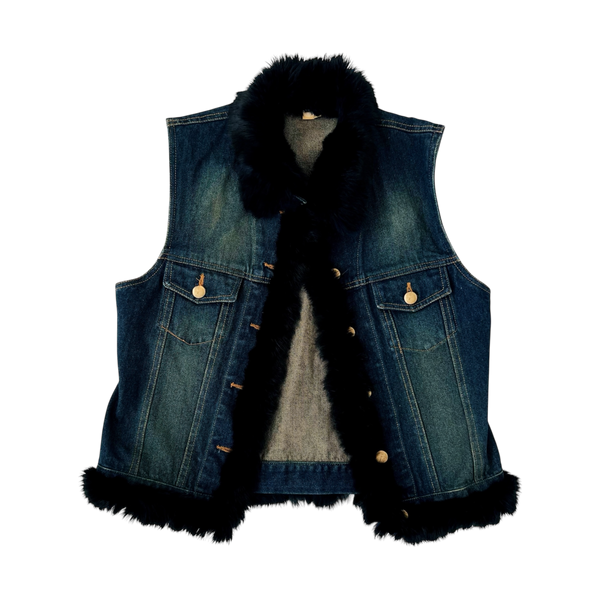 Denim & Rabbit Fur Vest