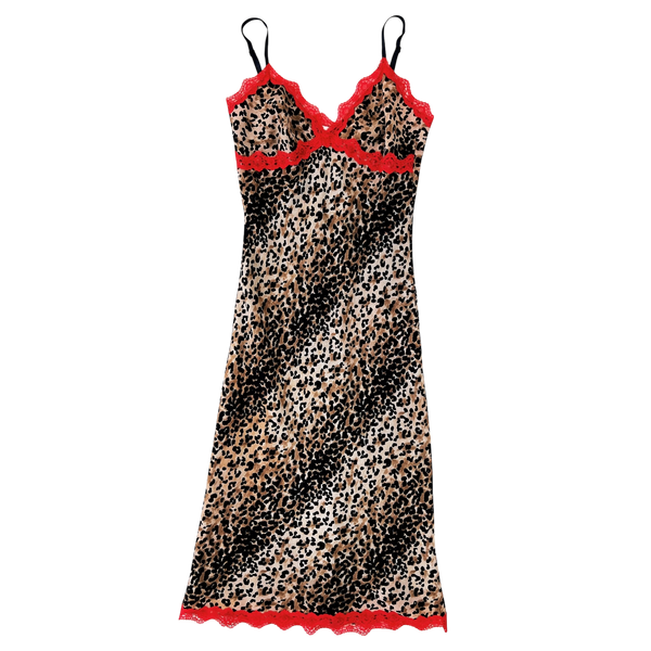 90s Lacy Leopard Print Dress