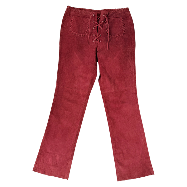 Brick Red Suede Leather Pants