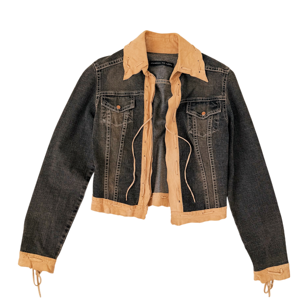 Vakko Suede Trim Denim Jacket