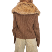 Load image into Gallery viewer, Chunky Knit Furry Collar Cardigan
