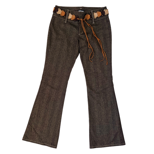 Sparkly Brown Belted Pants