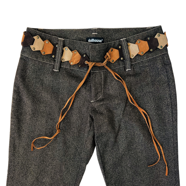 Sparkly Brown Belted Pants