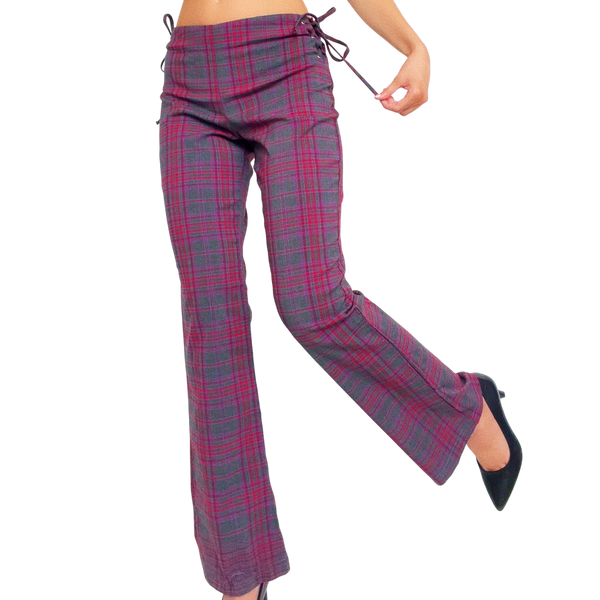 Vintage Lace Up Plaid Pants
