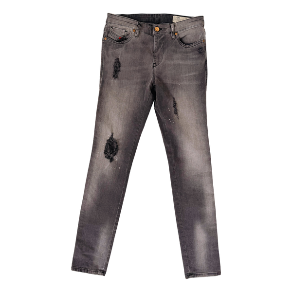 Diesel Gray Distressed Skinny Jeans