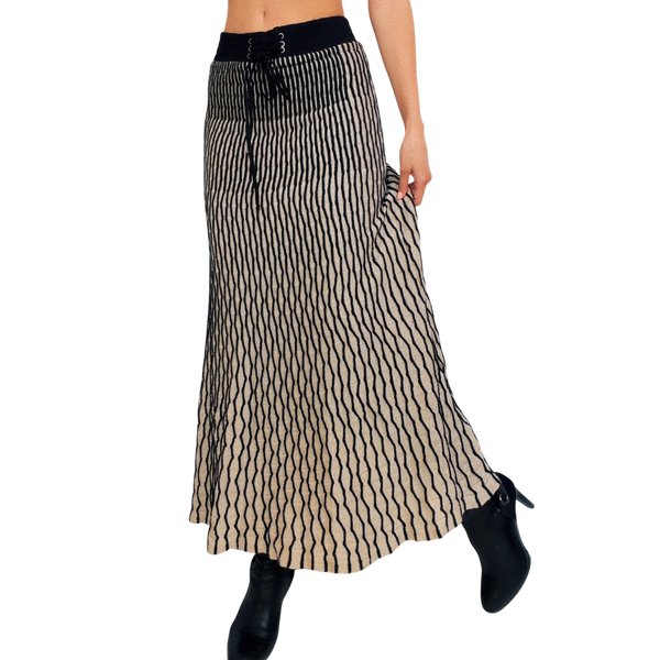 Black & Cream Knit Maxi Skirt