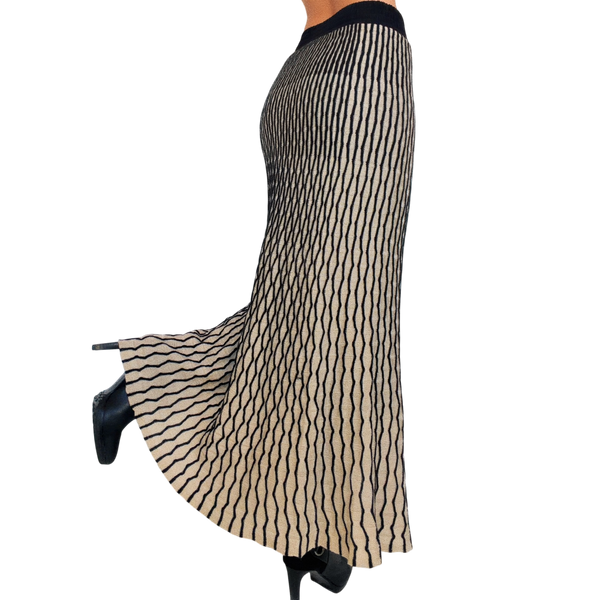 Black & Cream Knit Maxi Skirt