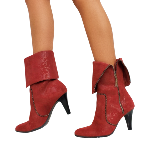 Snakeskin Patterned Zipper Boots