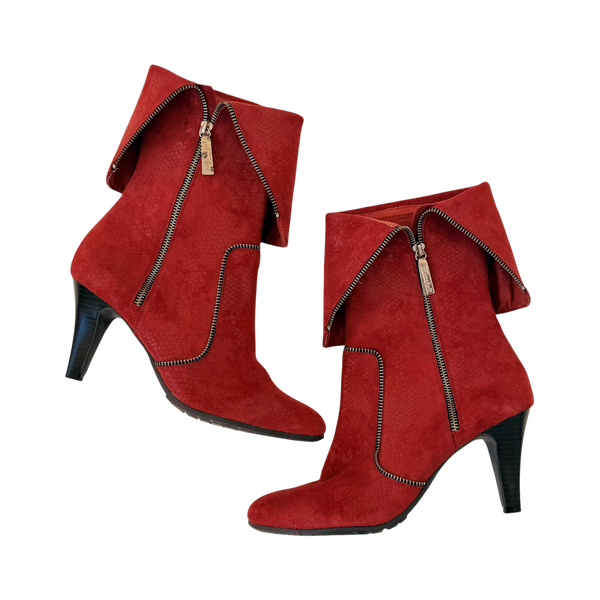 Snakeskin Patterned Zipper Boots