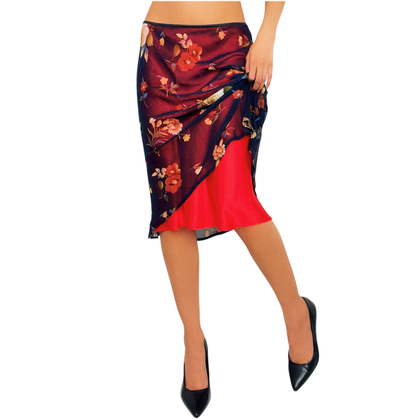 Vintage Silk Floral Skirt
