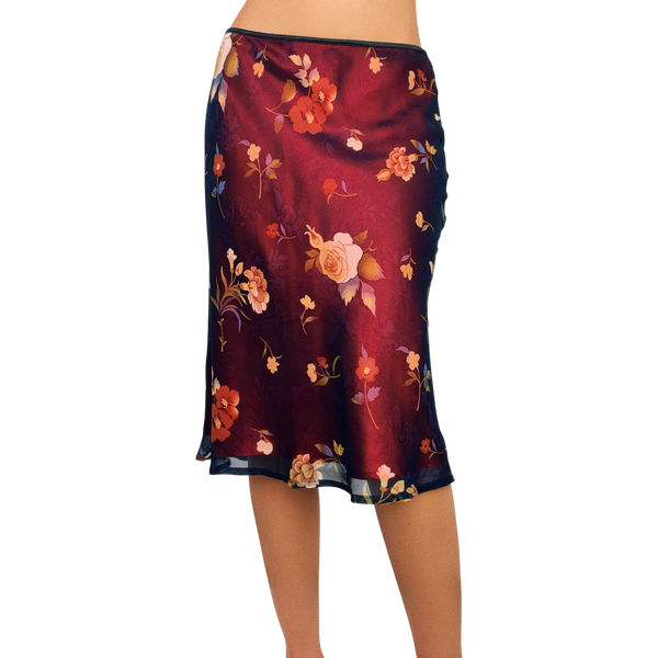 Vintage Silk Floral Skirt