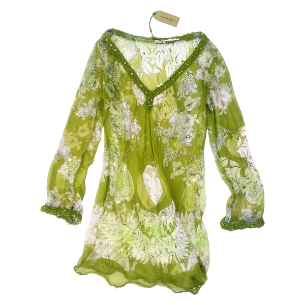 Sheer Silk Lime Green Mini Dress