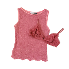Load image into Gallery viewer, Sheer Rosy Pink Top + Bralette Set
