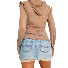 Load image into Gallery viewer, Pepe Sheer Rhinestone Hoodie Top
