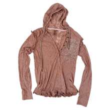 Load image into Gallery viewer, Pepe Sheer Rhinestone Hoodie Top
