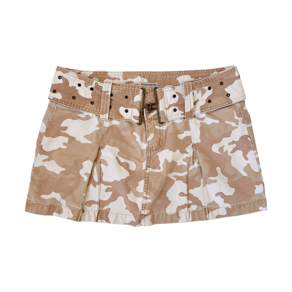 Belted Camo Mini Skirt