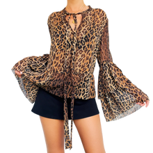 Load image into Gallery viewer, Saks Sheer Silk Leopard Blouse
