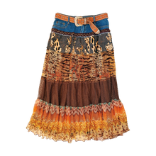 Load image into Gallery viewer, Vintage Funky Embellished Maxi Skirt &amp; Leather Belt
