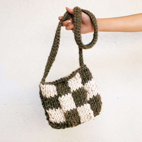 Checkered Baby Hand Knit Bag by Carolannie Crochet
