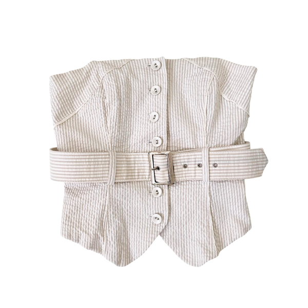 Bebe Pinstriped Corset Top