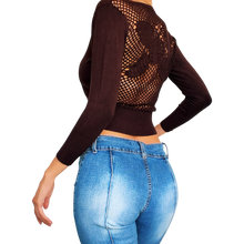 Load image into Gallery viewer, Brown Butterfly Crochet Cardi
