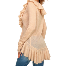Load image into Gallery viewer, Peachy Pink Mohair Ruffle Cardigan
