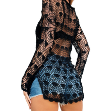 Load image into Gallery viewer, Black Beaded Crochet Top
