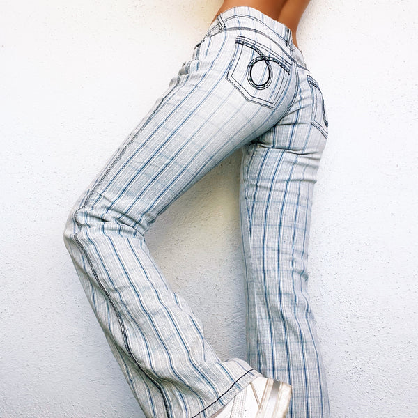 Lightweight Faded Plaid Jeans