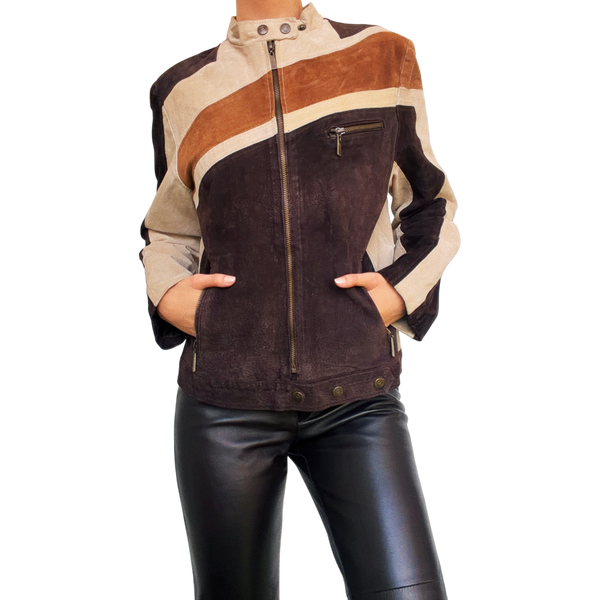 Vintage Genuine Suede Leather Moto Jacket
