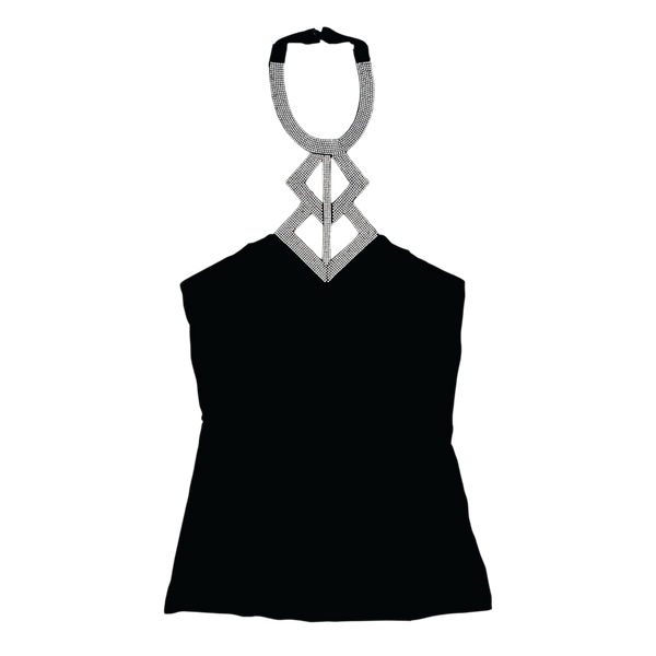 Black Rhinestone Halter Top