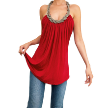 Load image into Gallery viewer, Cherry Red Chain Halter Top

