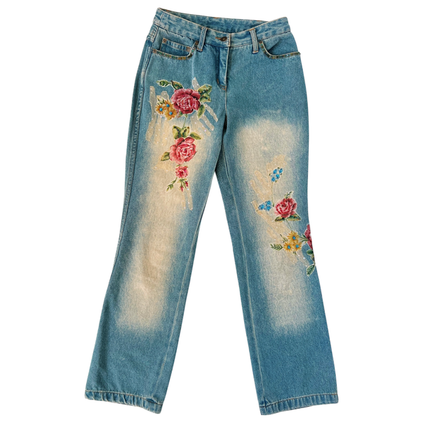 Vintage Floral Appliqué Jeans