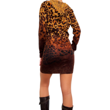 Load image into Gallery viewer, Leopard Zip Up Hoodie Dress
