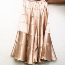 Load image into Gallery viewer, Satin Champagne Tiered Maxi Skirt
