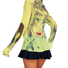 Load image into Gallery viewer, Vintage Sheer Green Graphic Blouse
