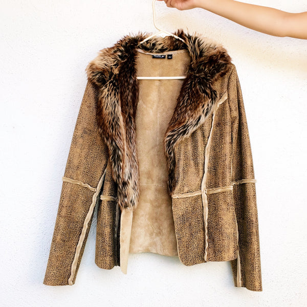 Furry Faux Leather Jacket