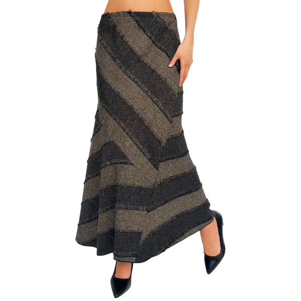 Frayed Striped Maxi Skirt
