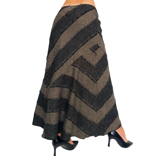 Frayed Striped Maxi Skirt