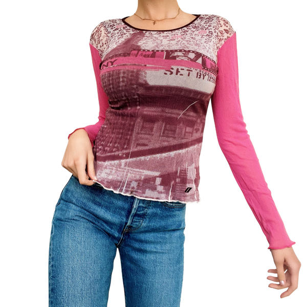 DKNY Graphic Mesh Top