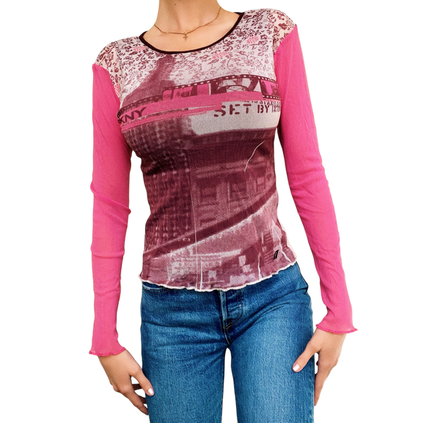 DKNY Graphic Mesh Top