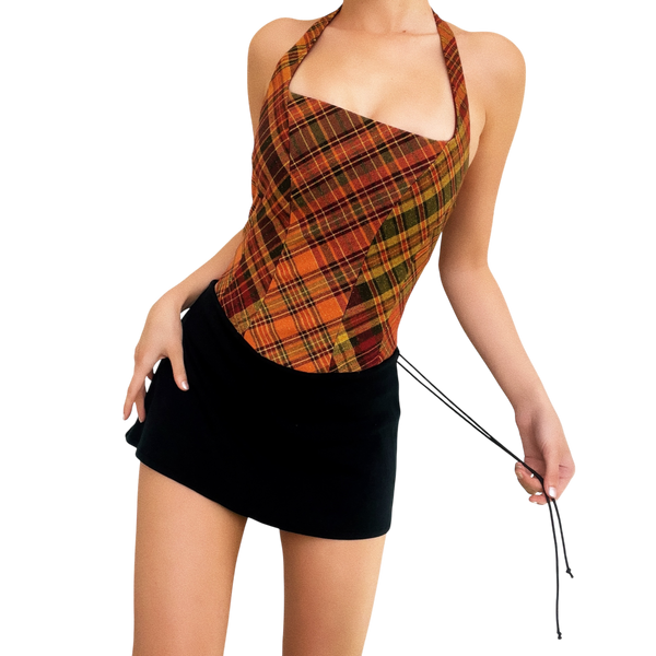 Vintage Plaid Corset Top