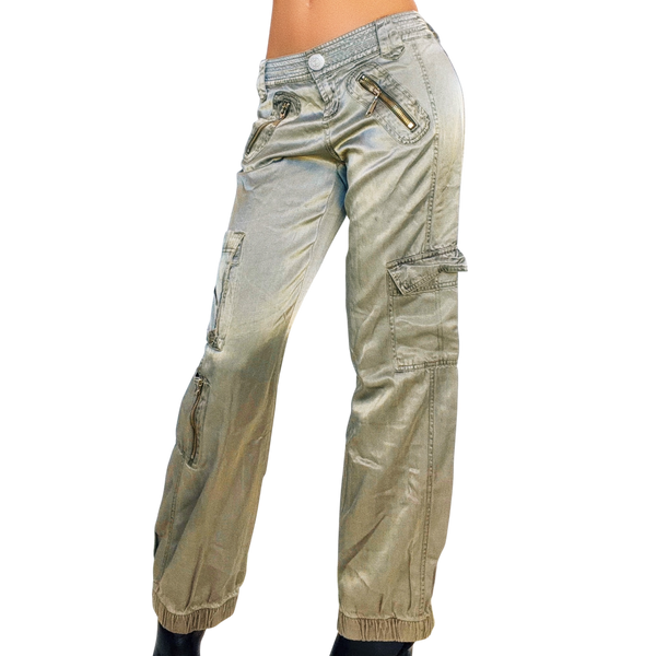 Z. Cavaricci Olive Satin Cargo Pants