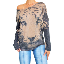 Load image into Gallery viewer, Slouchy Lightweight Knit Tiger Sweater
