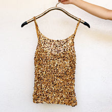 Load image into Gallery viewer, Sheer Gold Sequin Tank
