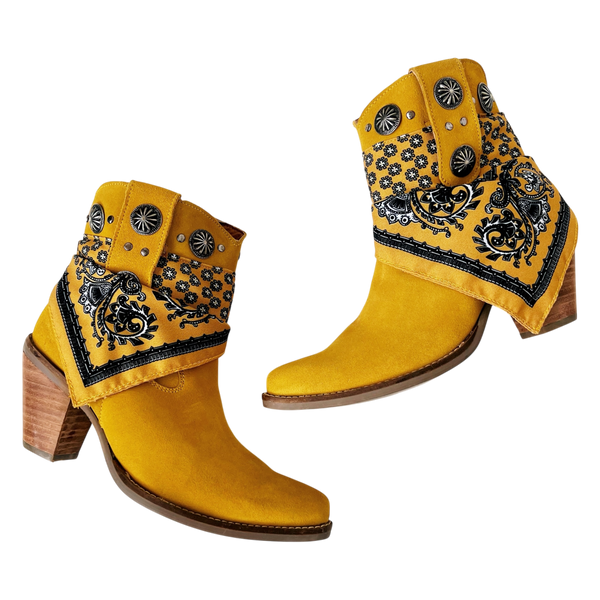Dingo Mustard Yellow Suede Bandana Boots