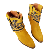 Load image into Gallery viewer, Dingo Mustard Yellow Suede Bandana Boots
