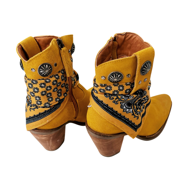 Dingo Mustard Yellow Suede Bandana Boots
