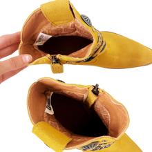 Load image into Gallery viewer, Dingo Mustard Yellow Suede Bandana Boots
