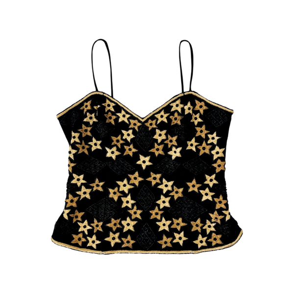 Vintage Beaded Silk Star Top