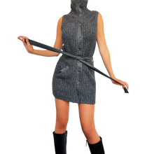 Load image into Gallery viewer, Gray Knit Belted Mini Dress
